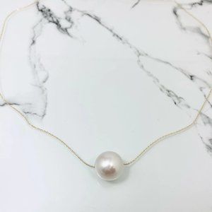 NWOT Misha Hawaii White South Sea Pearl Necklace 14kt Gold